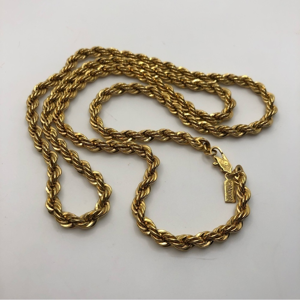 Vtg Monet Gold Plated / Gold Tone Rope Twist Chain 28”